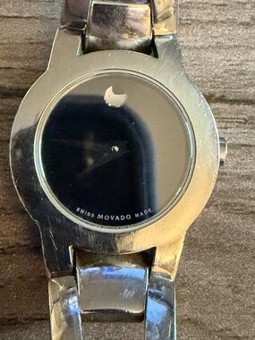 Movado Silver Black Museum Dial Ladies Bracelet Watch